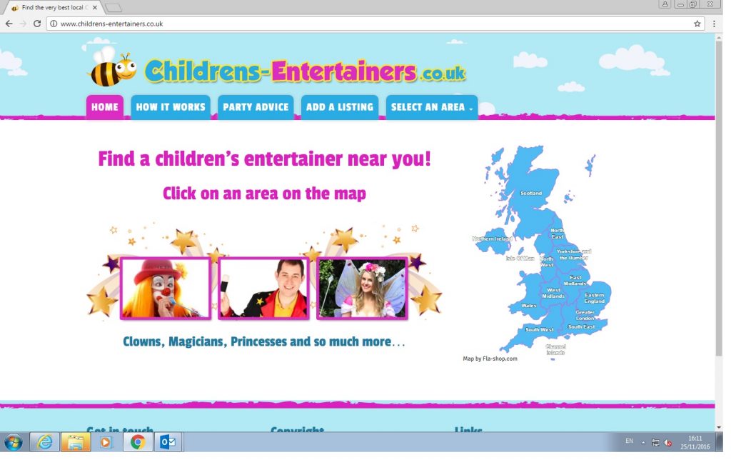 Childrens Entertainers UK wide directory